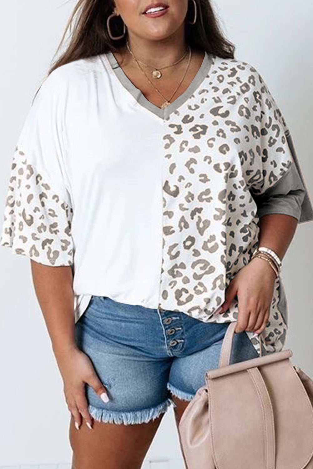 Leopard Patchwork Short Sleeve Top