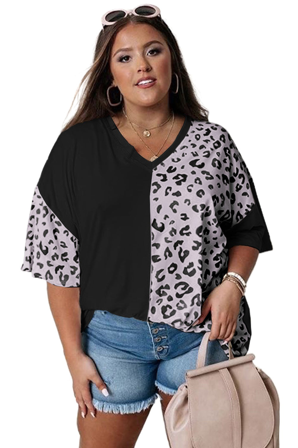 Leopard Patchwork Short Sleeve Top