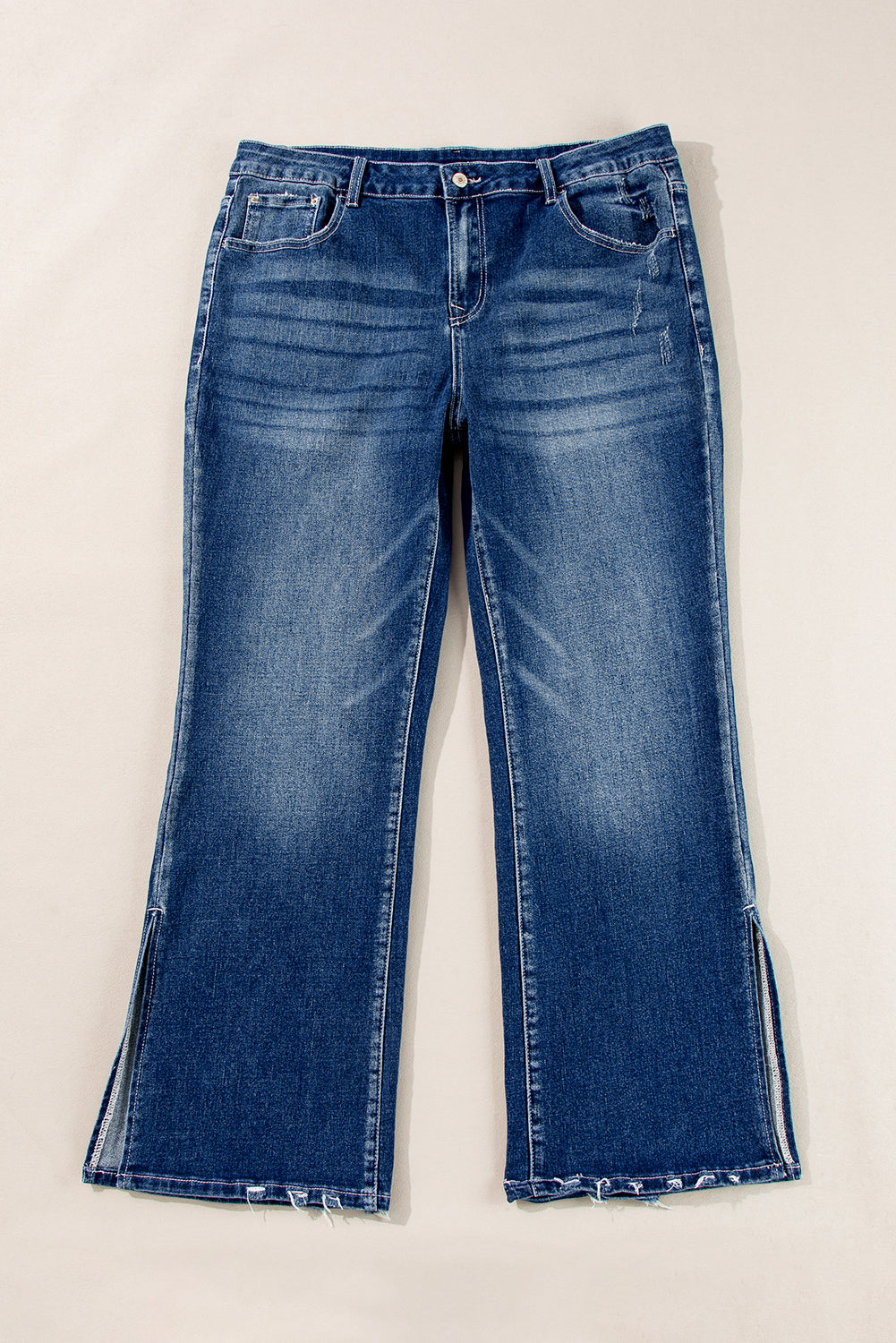 High Waist Side Slits Flare Jeans