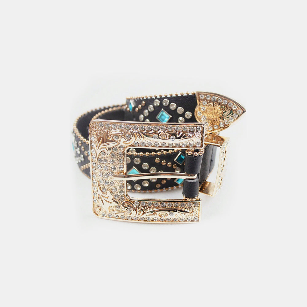 Rhinestone Leather Belt