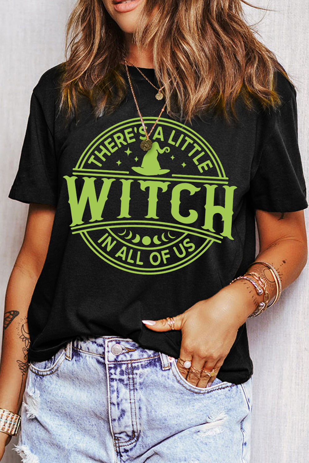 Black" WITCH" Halloween Graphic T Shirt