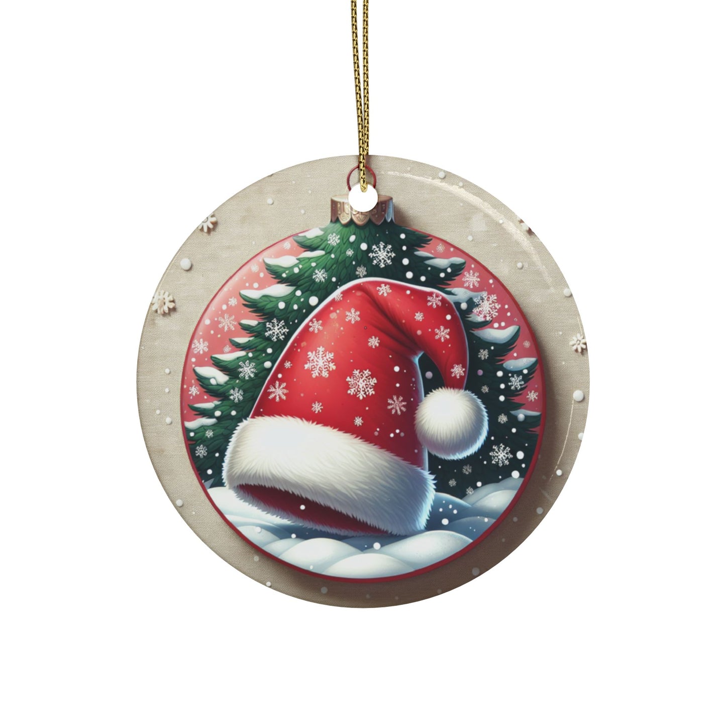 Ceramic Santa's Hat.  Believe! Ornament