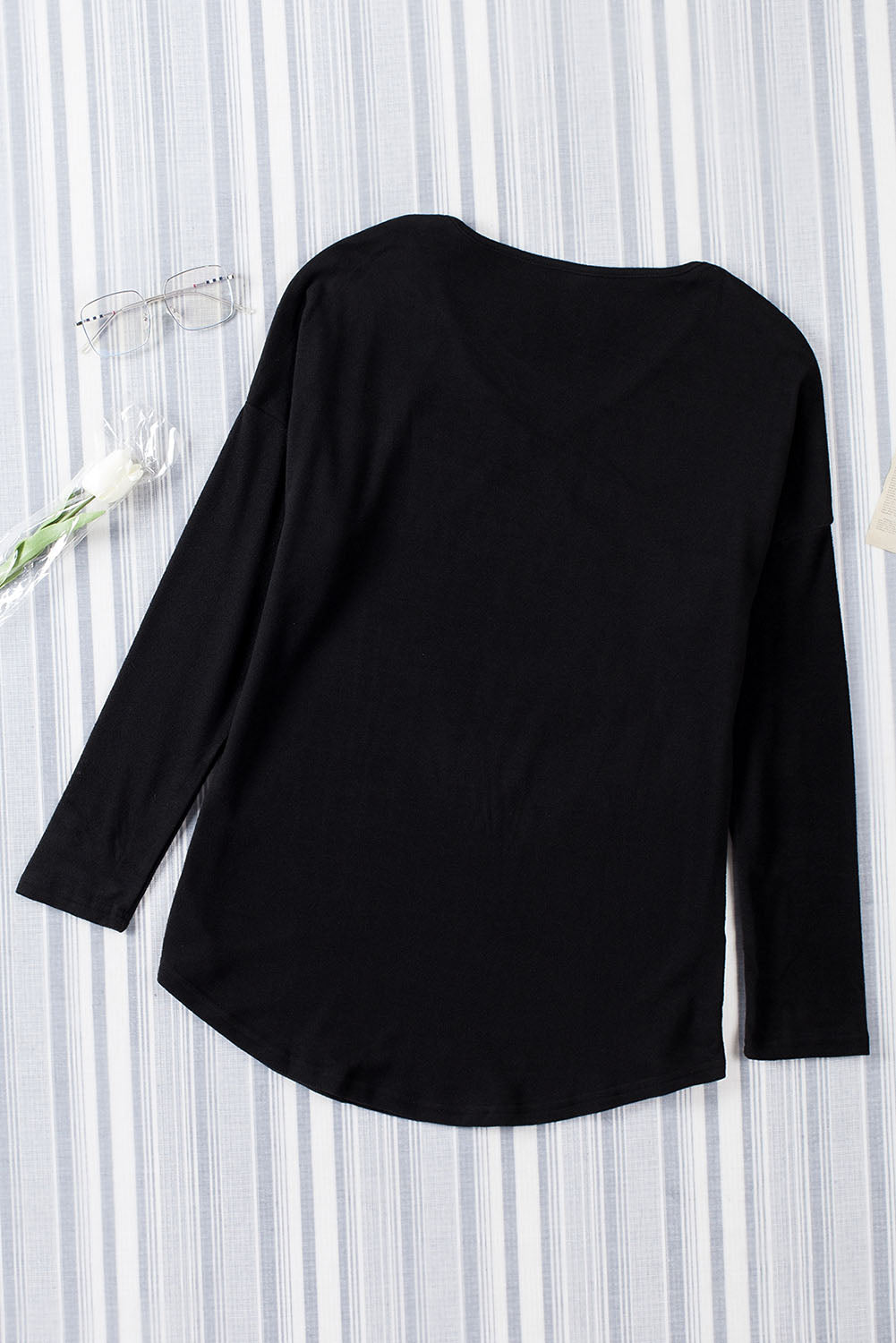 V Neck Long Sleeve Henley