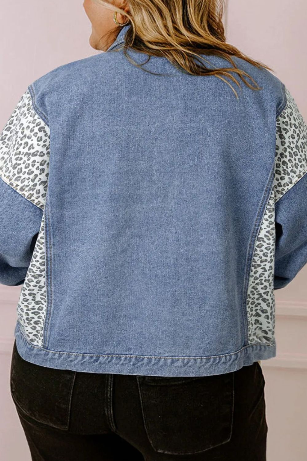 Leopard Long Sleeve Denim Jacket