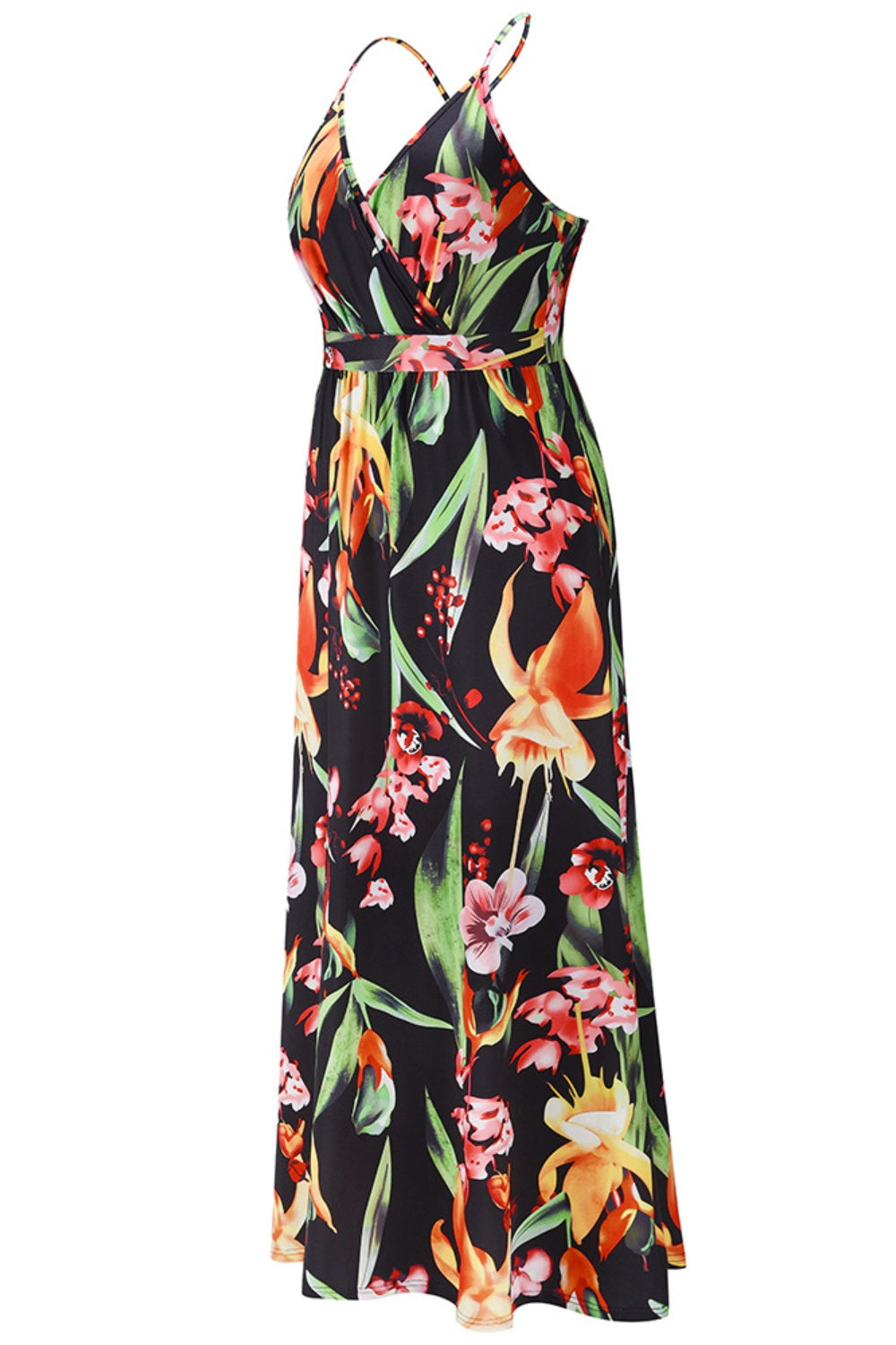 Crisscross Floral Surplice Cami Dress