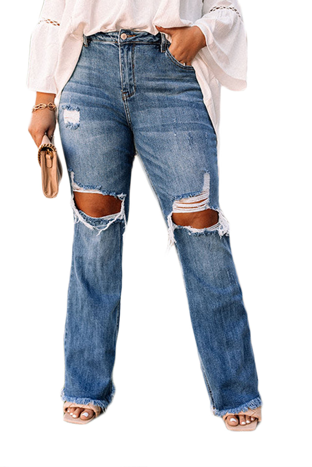 Open Knee Distressed Jeans