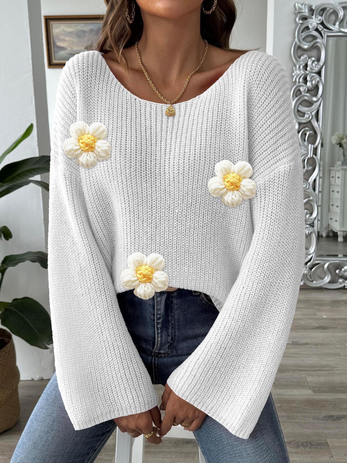 Daisies Long Sleeve Sweater