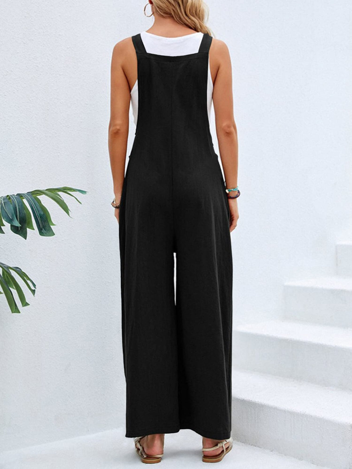 Square Neck Wide Strap Overalls