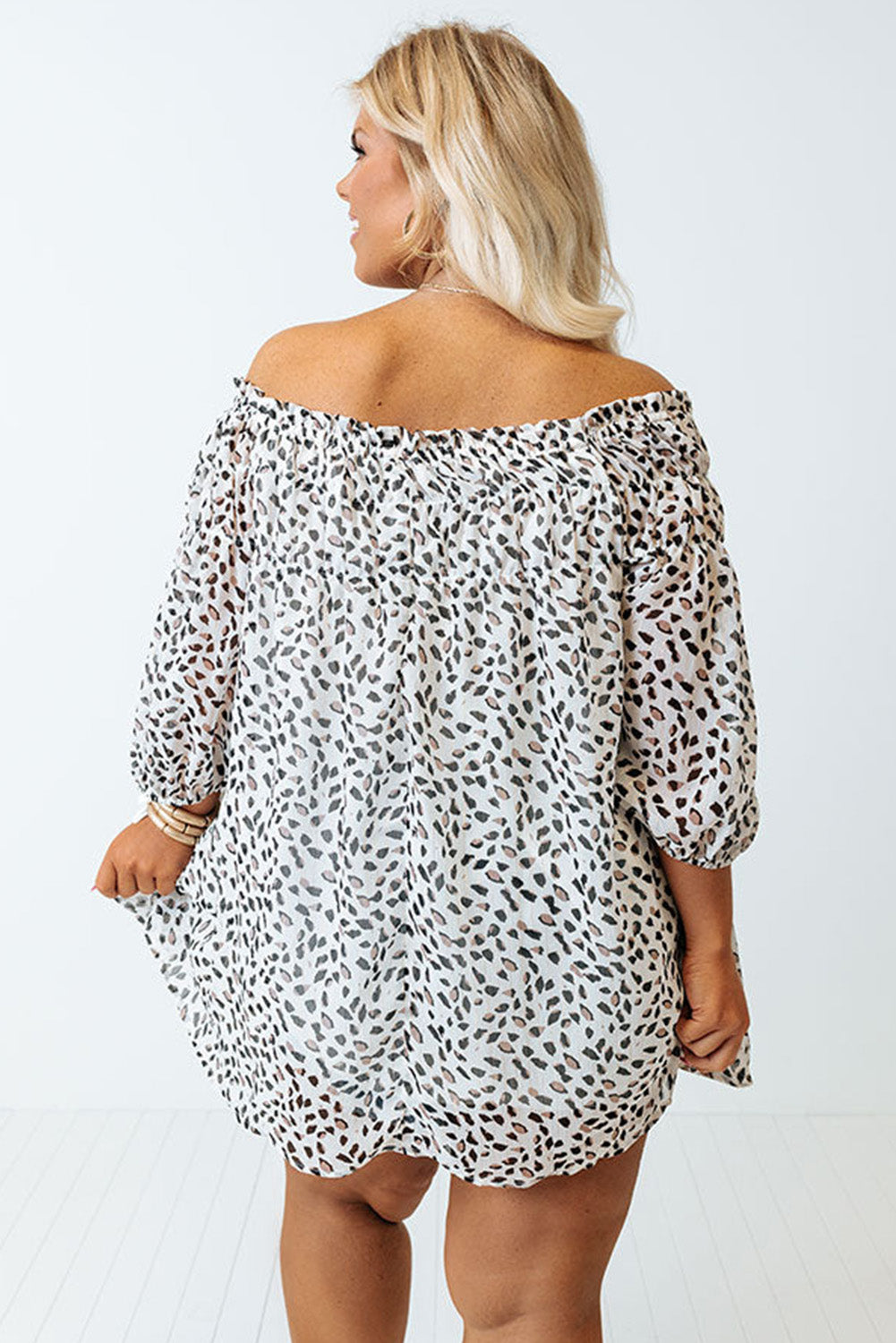 Cheetah Spotted Off Shoulder Blouse