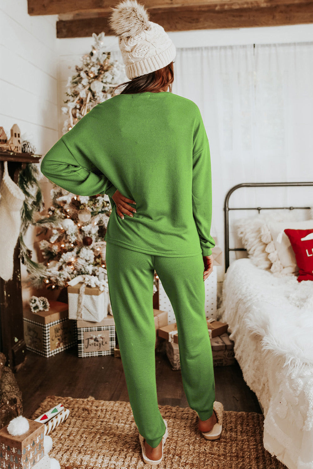 Green Sequined Christmas Cane Lounge Set