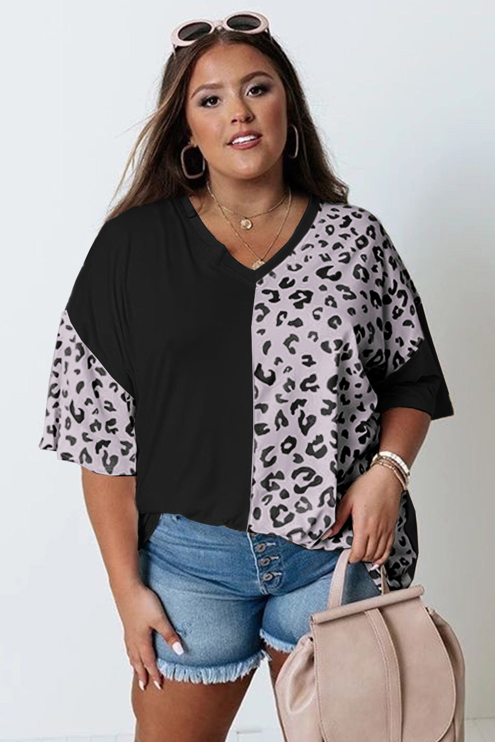 Leopard Patchwork Short Sleeve Top