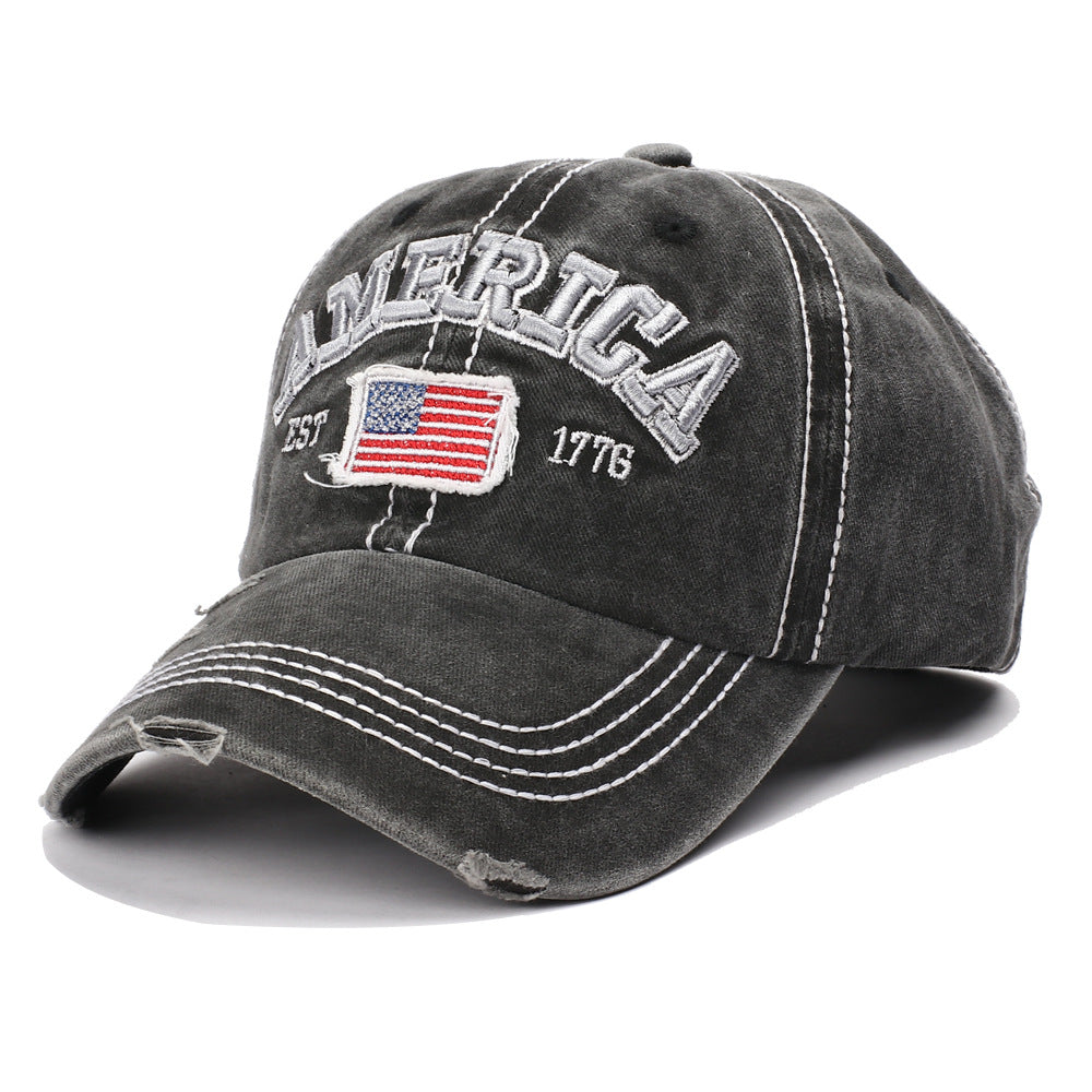 Men's Broken Hole Washed Into Old Cap