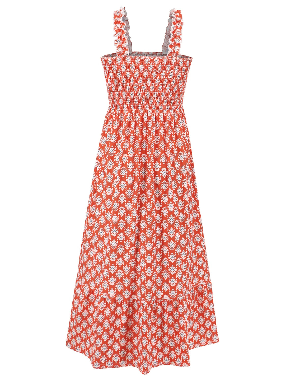 Smocked Printed Square Neck SummerDress