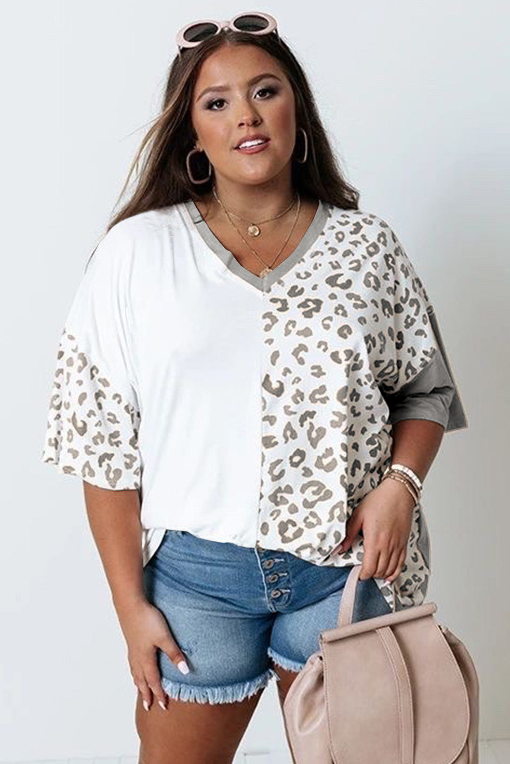 Leopard Patchwork Short Sleeve Top