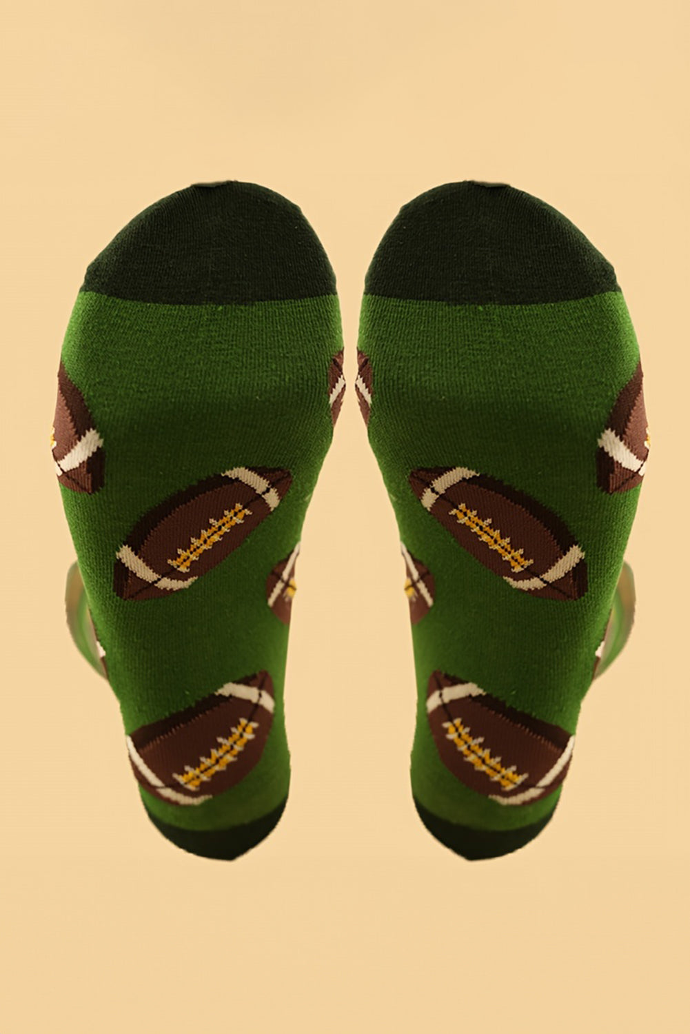 Green Rugby Football Print Mid-length Socks