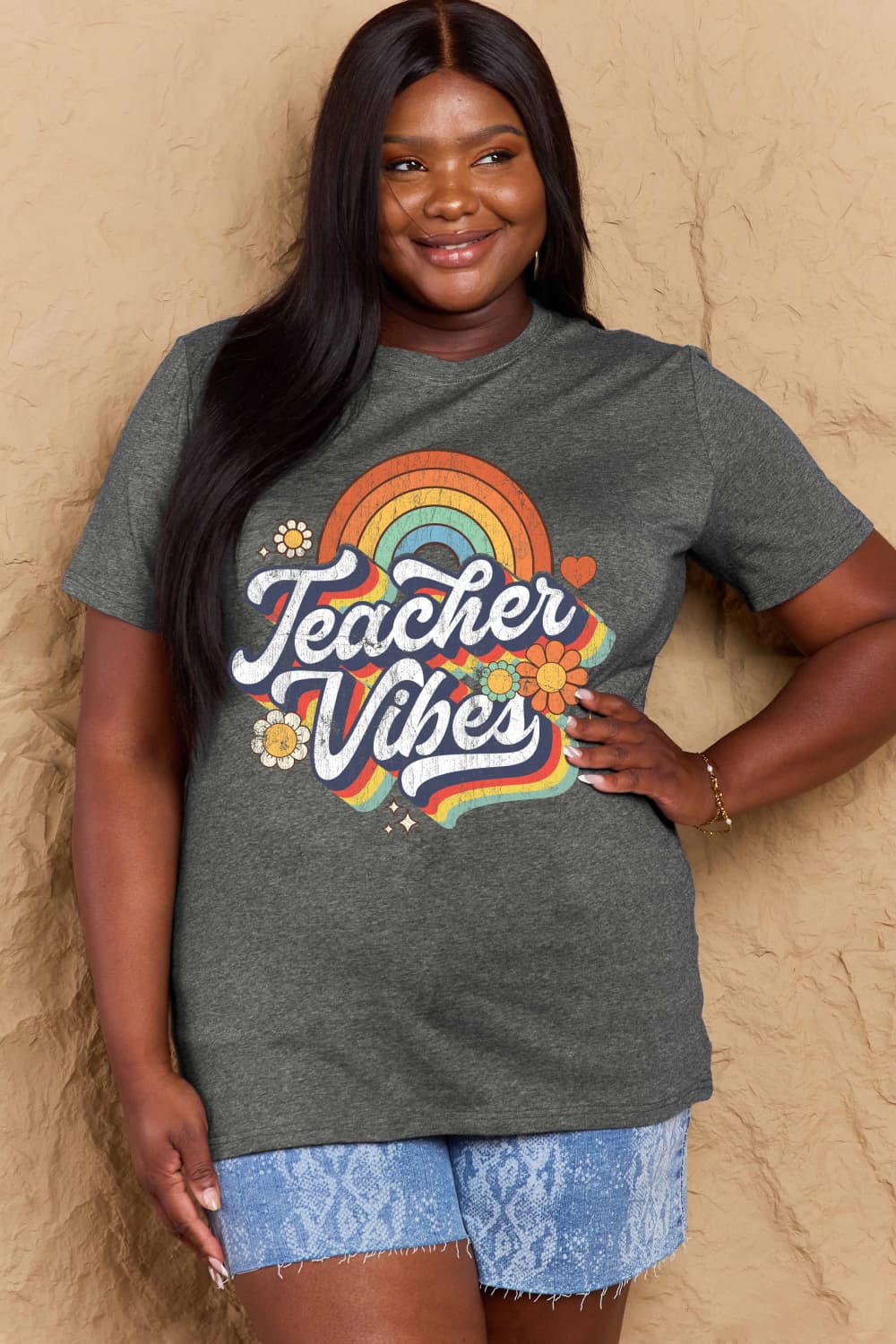 Simply Love TEACHER VIBES Graphic Cotton T-Shirt