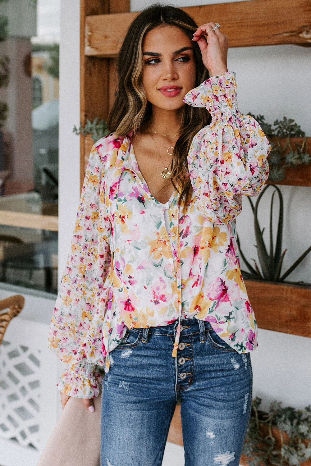 Floral Smocked Blouse