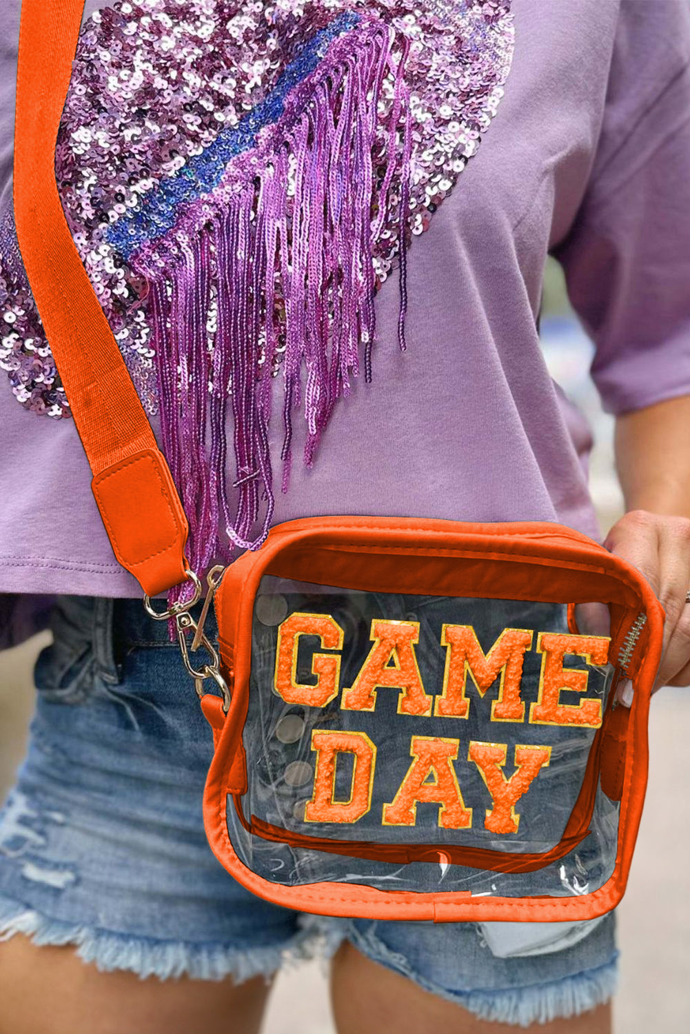 Fiery Red GAME DAY Rugby Football Clear Shoulder Bag