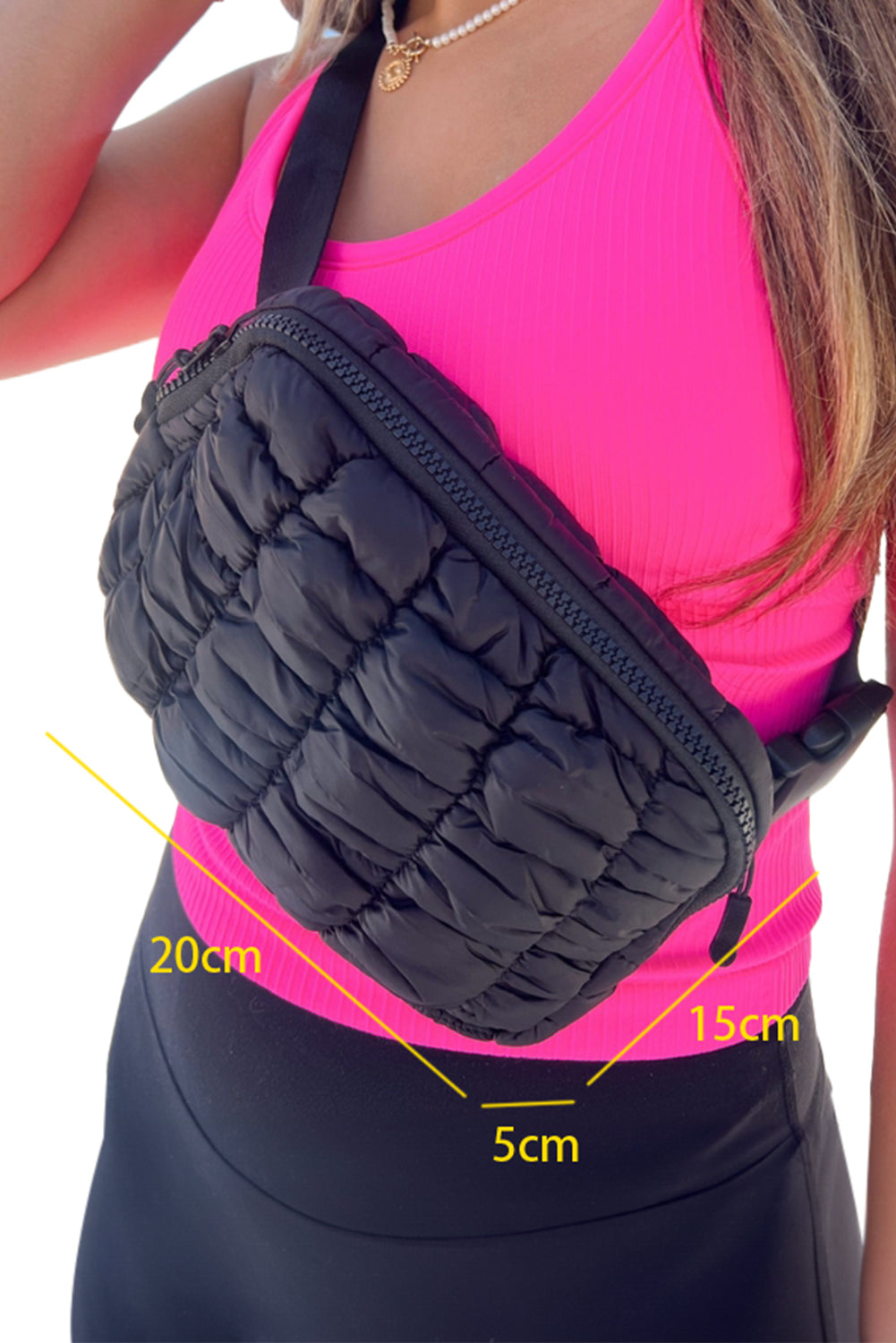 Black Quilted Puffer Belt Bag