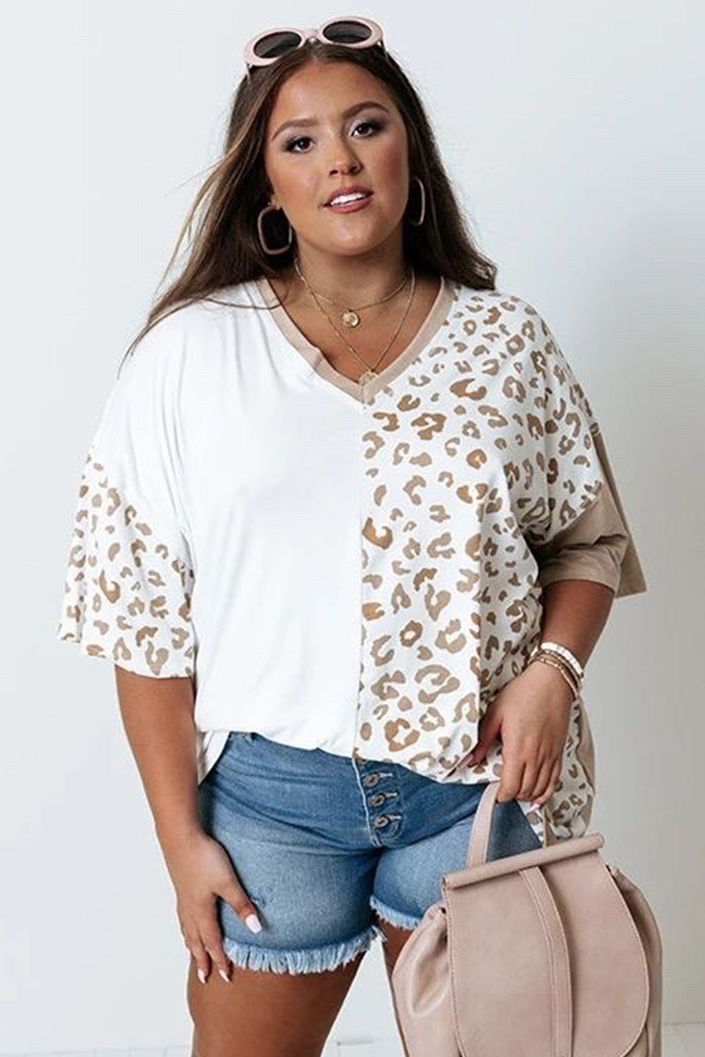 Leopard Patchwork Short Sleeve Top