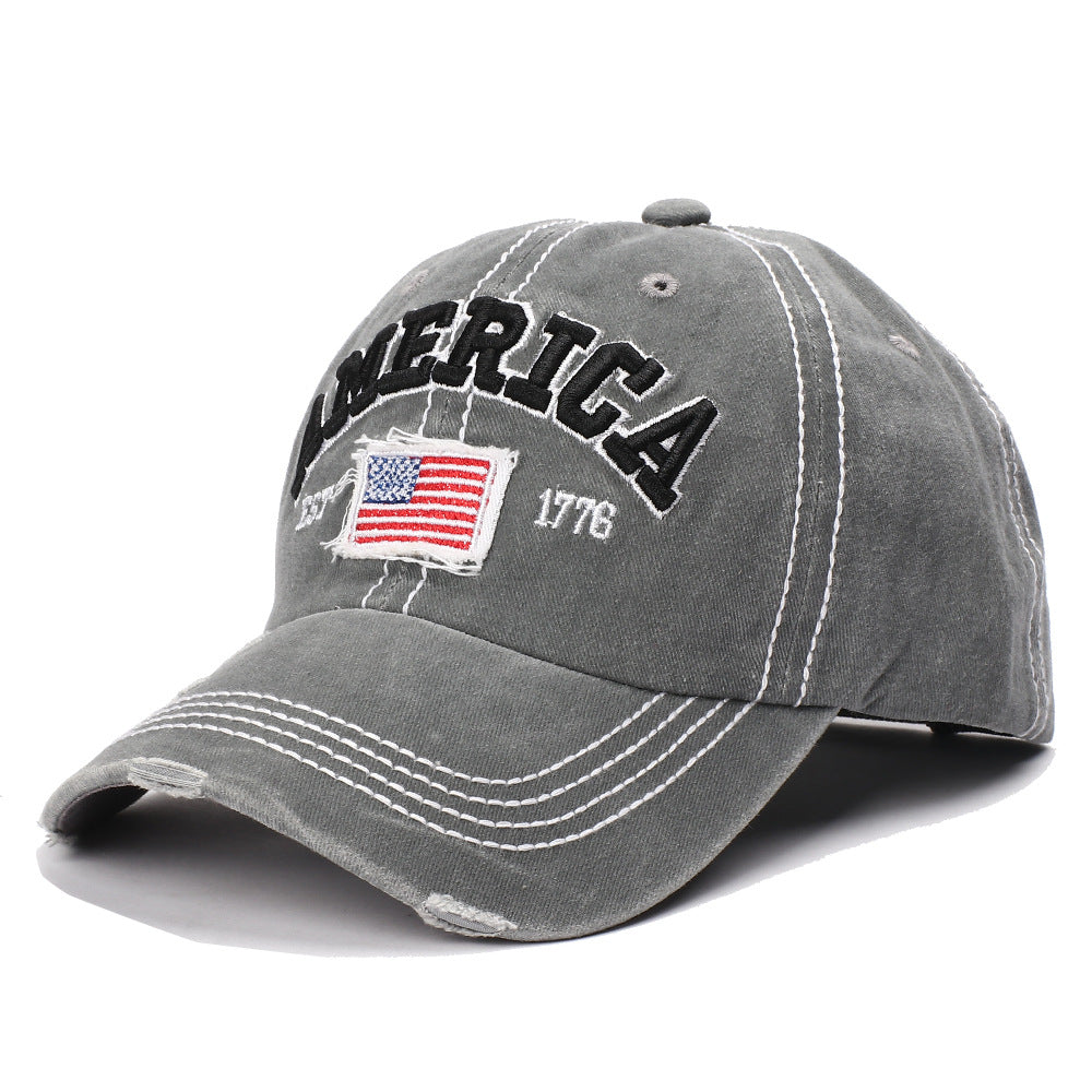 Men's Broken Hole Washed Into Old Cap