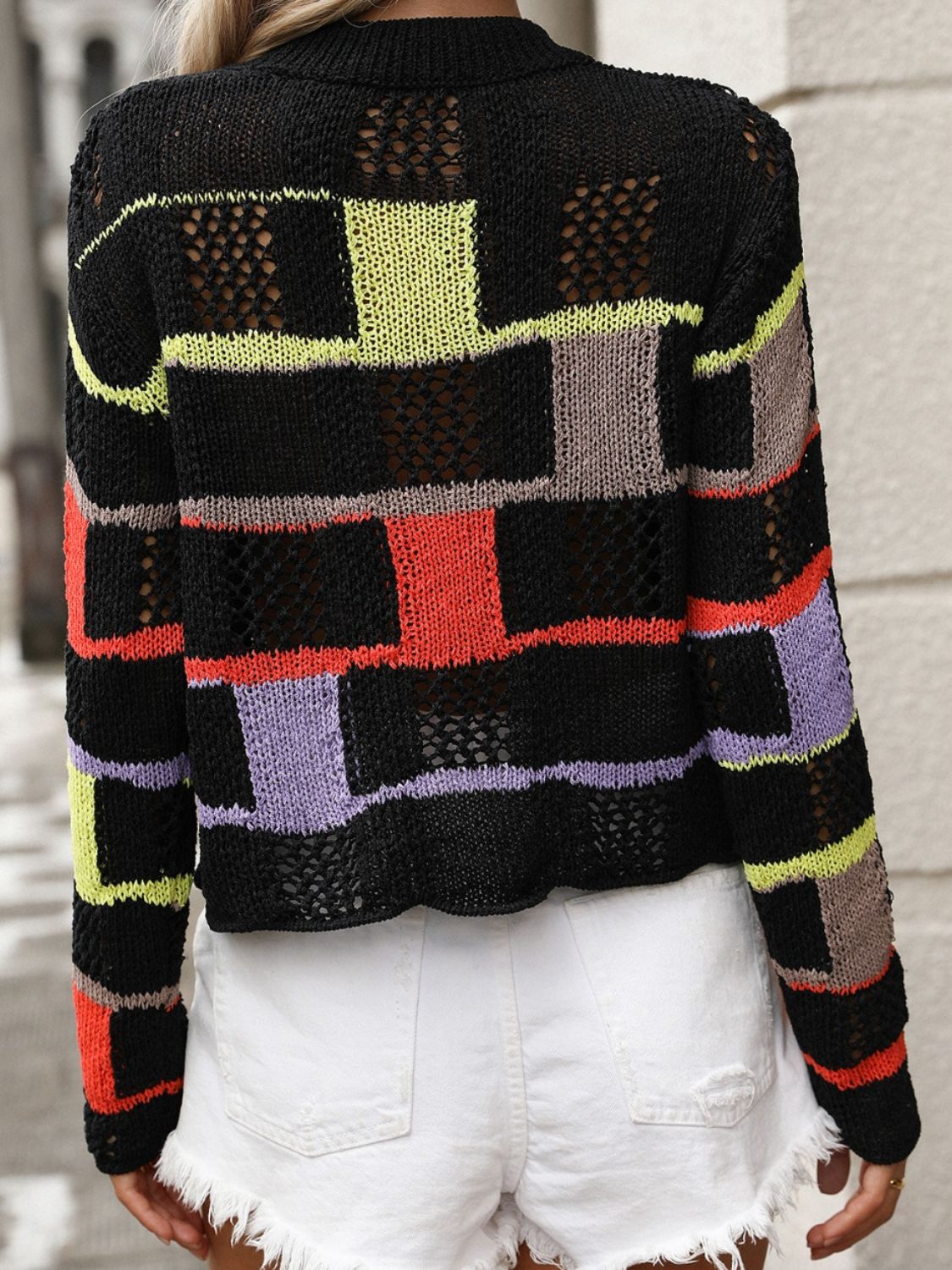 Color Block Round Neck Sweater