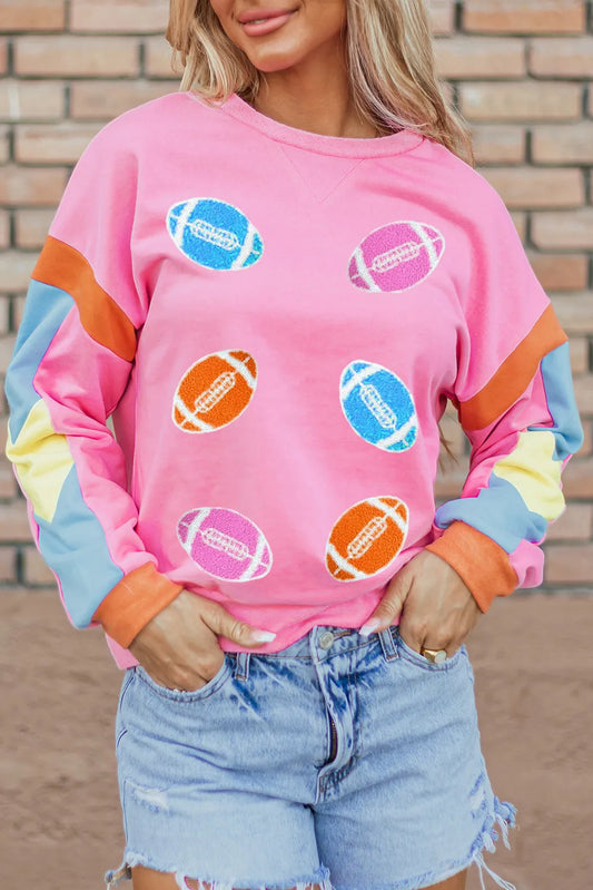 Pink Football Long Sleeve Sweatshirt