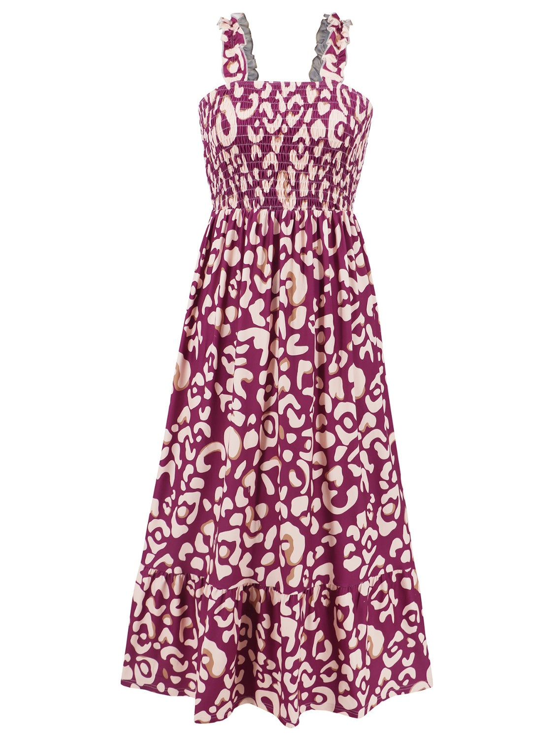 Smocked Printed Square Neck SummerDress