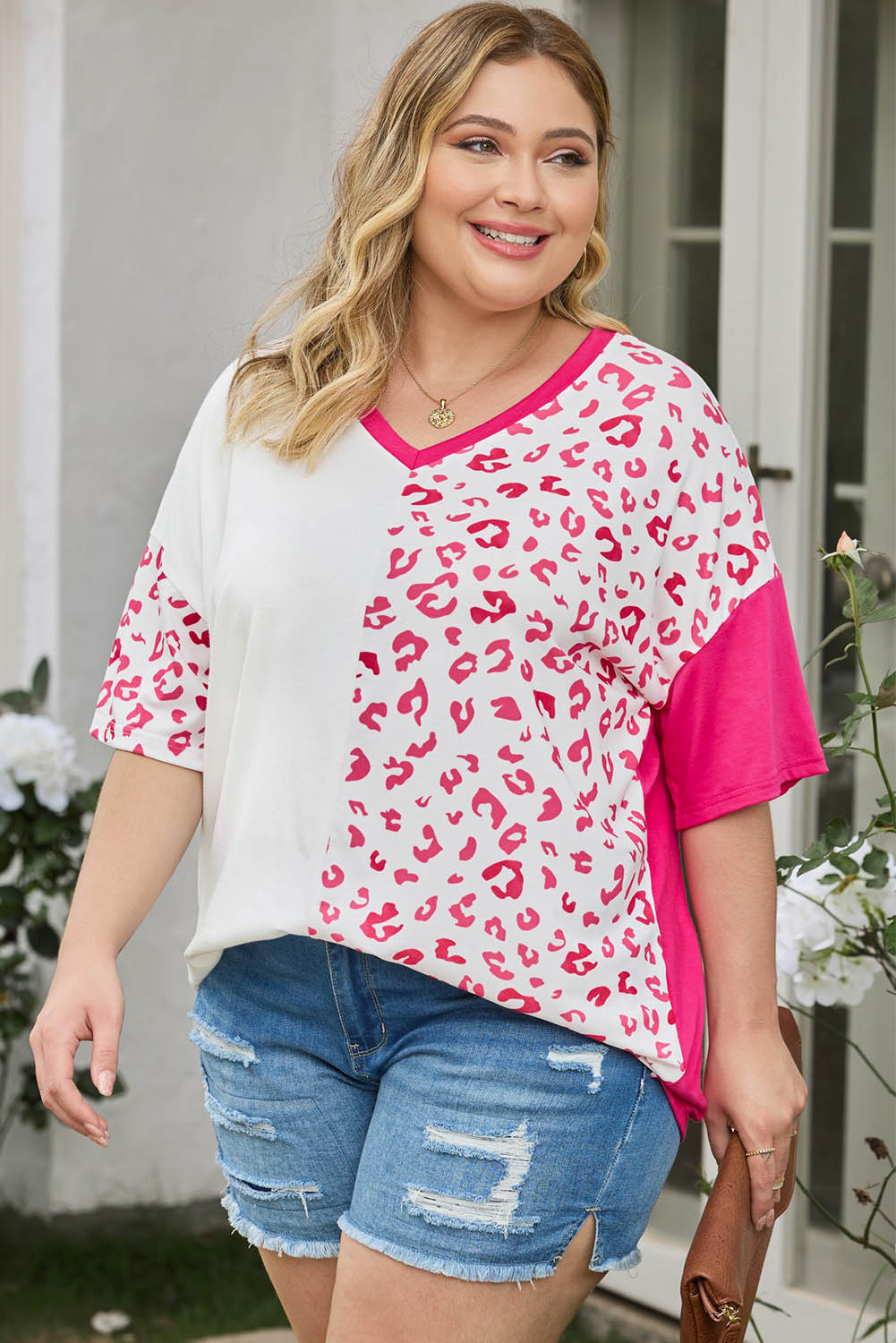 Leopard Patchwork Short Sleeve Top