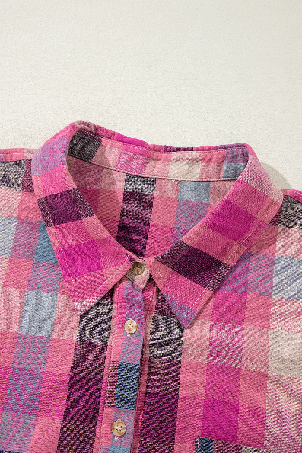 Rose Stripe Checkered Print Button up Shirt