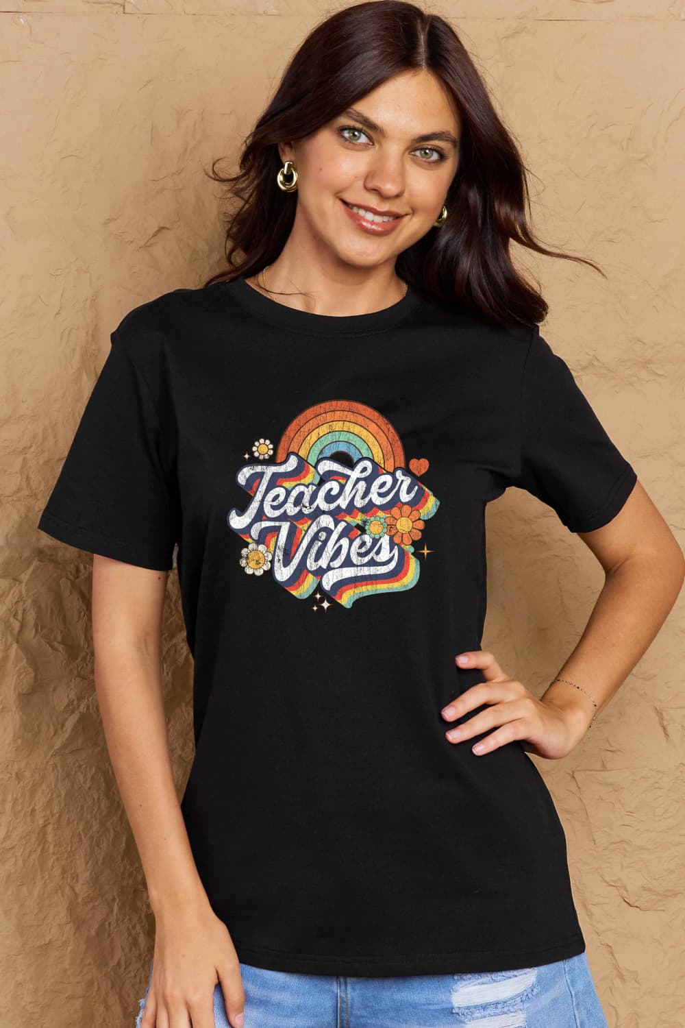 Simply Love TEACHER VIBES Graphic Cotton T-Shirt