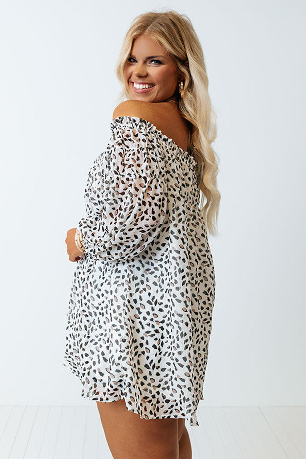 Cheetah Spotted Off Shoulder Blouse