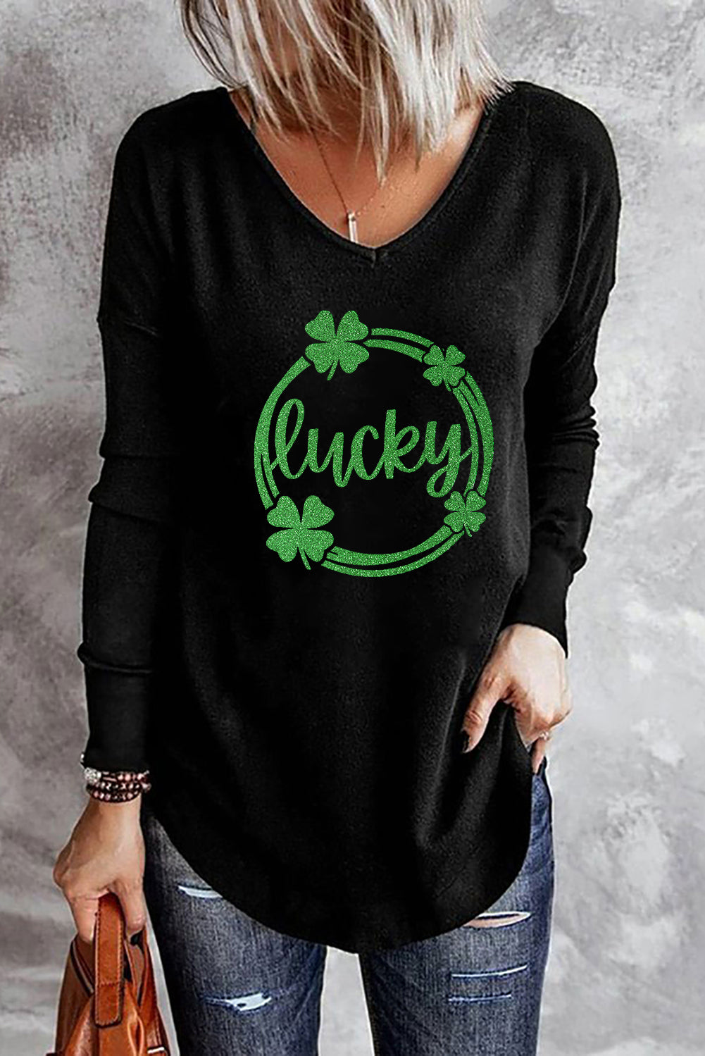 V Neck Long Sleeve Henley