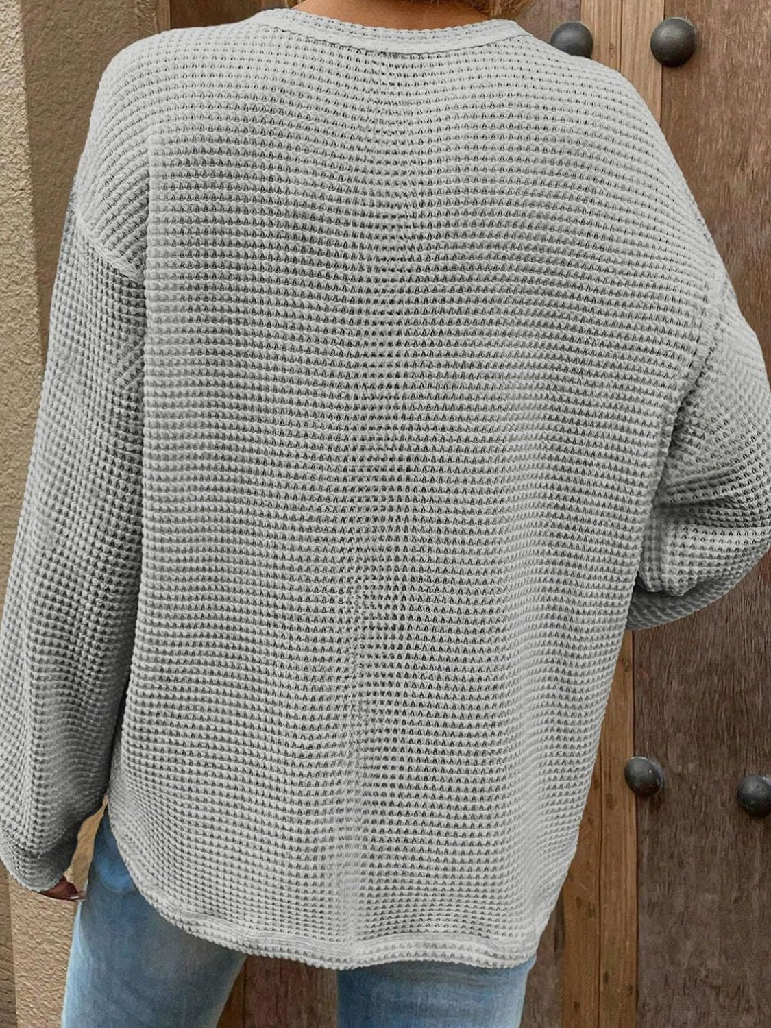 Waffle Knit Long Sleeve T-Shirt