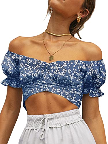 Women's Ruffle Short Sleeve Tie Up Back Crop Top