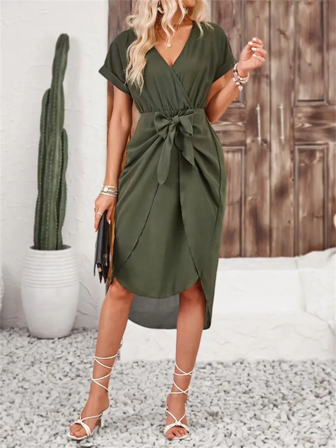 Tied Short Sleeve Dress