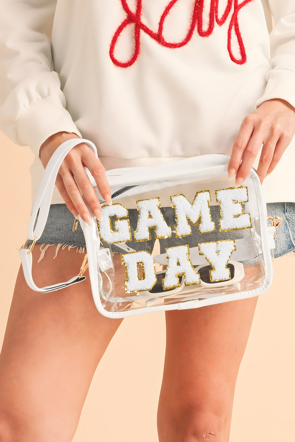 Fiery Red GAME DAY Rugby Football Clear Shoulder Bag