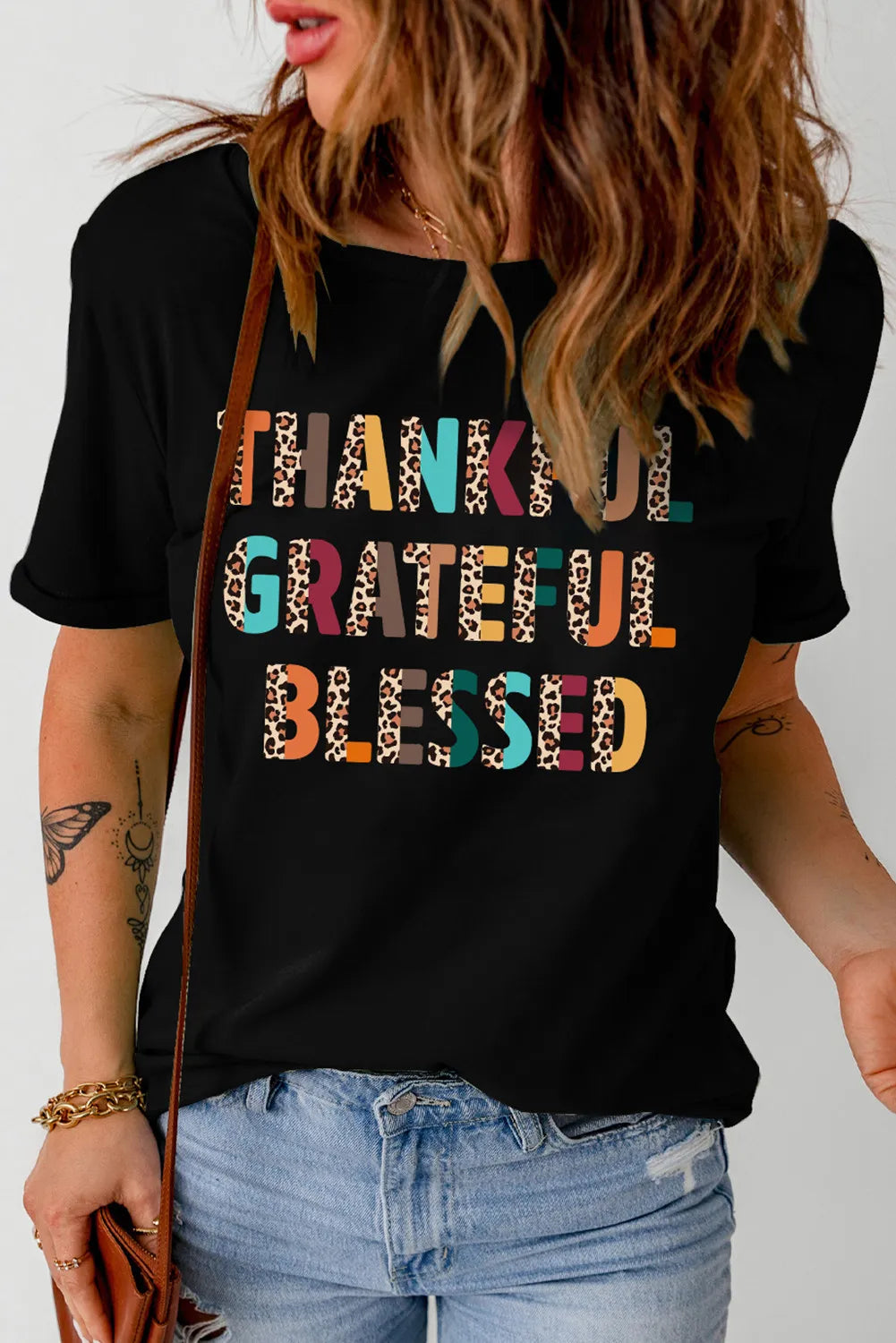 Graphic "Thankful" Short Sleeve T-Shirt