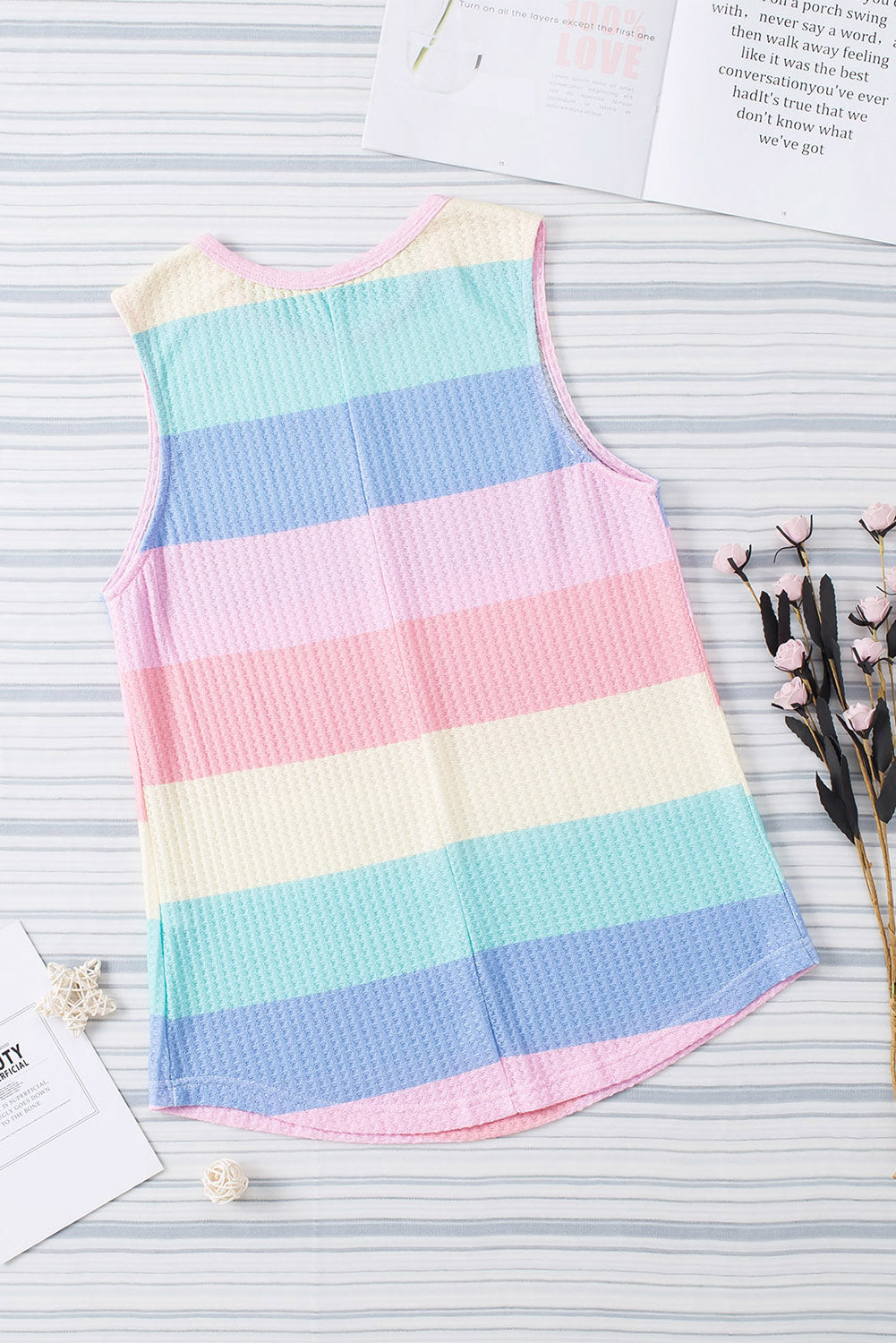 Multicolor Colorblock Pocketed V Neck T-shirt Dress