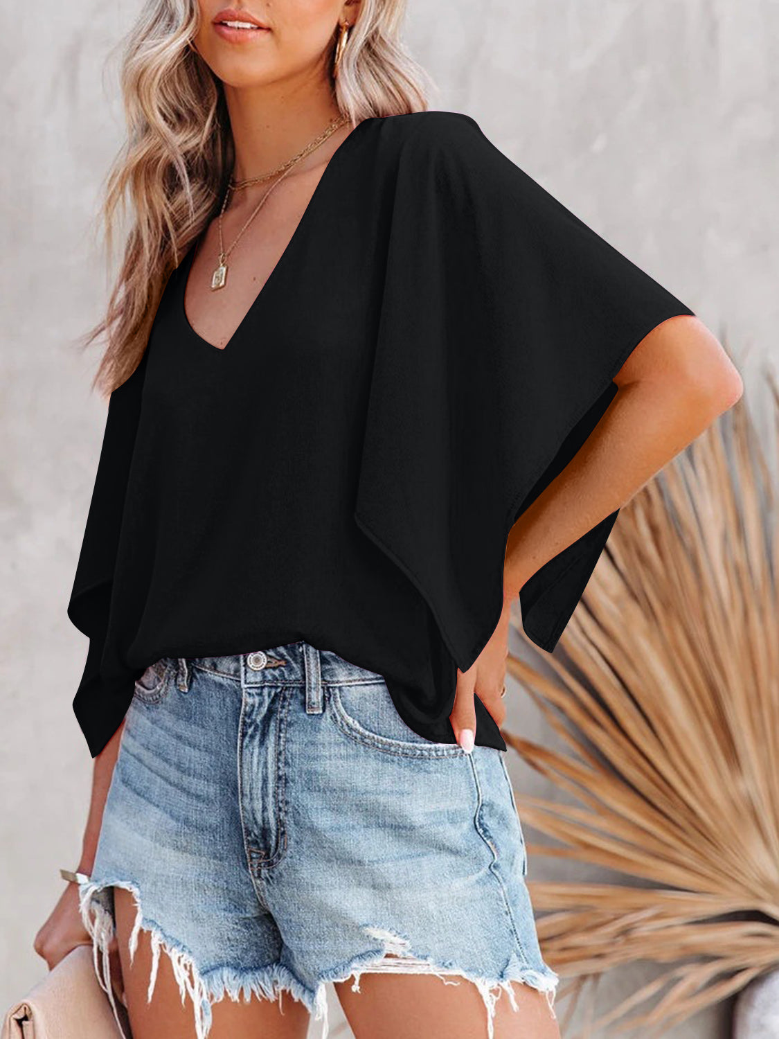 V-Neck Half Sleeve Blouse