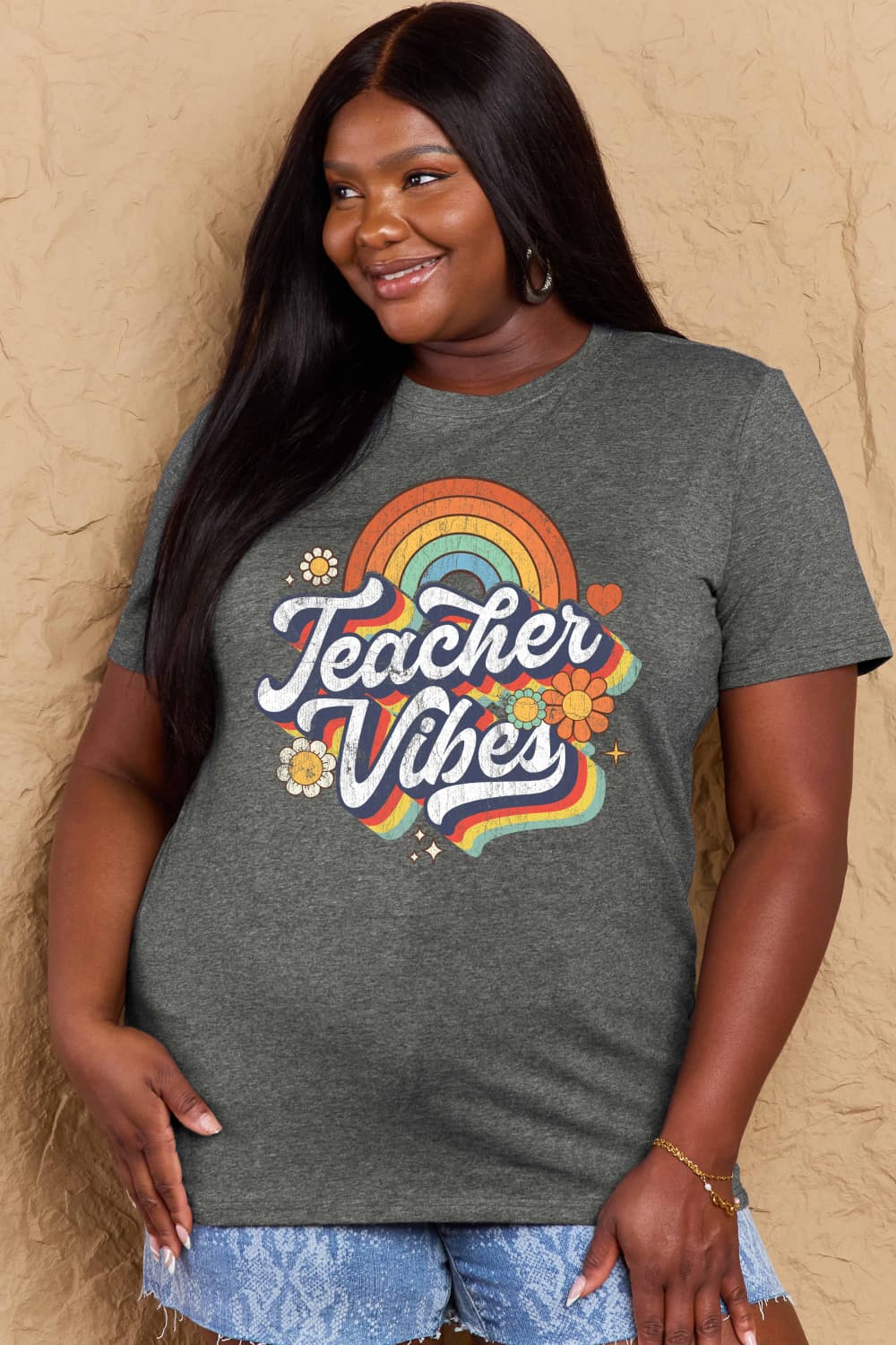 Simply Love TEACHER VIBES Graphic Cotton T-Shirt