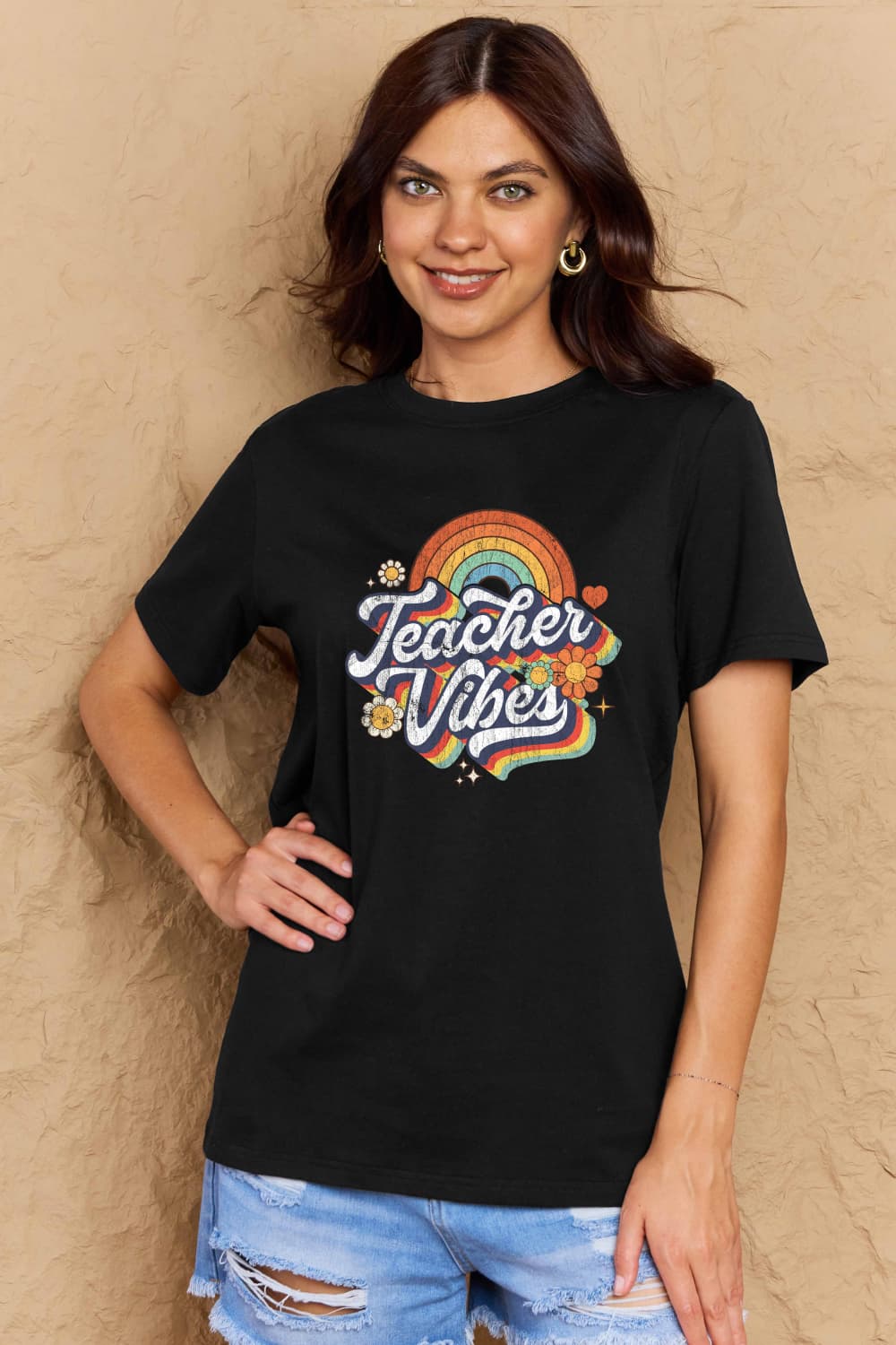 Simply Love TEACHER VIBES Graphic Cotton T-Shirt