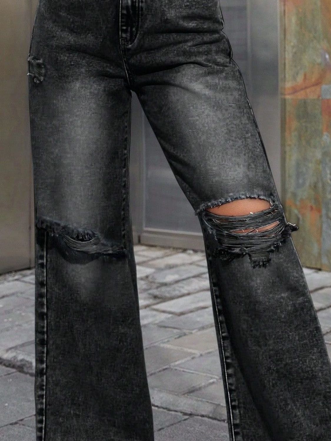 Distressed Wide Leg Jeans