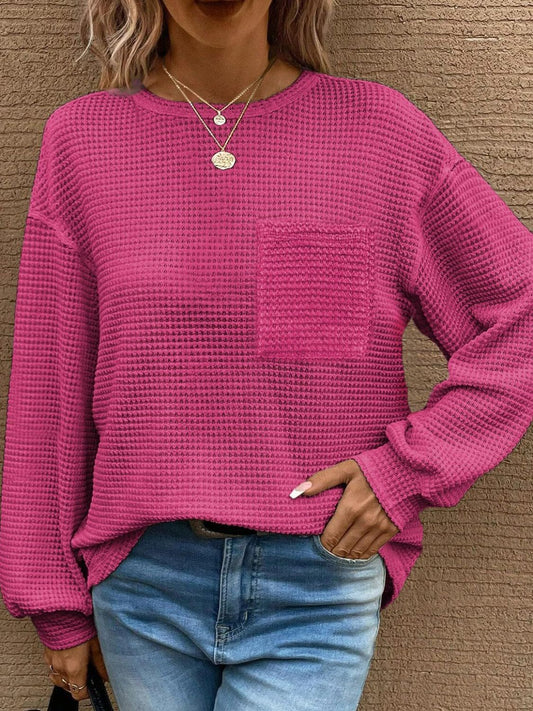 Waffle Knit Long Sleeve T-Shirt