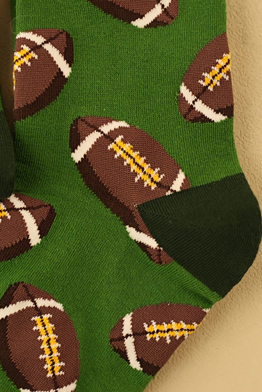 Green Rugby Football Print Mid-length Socks