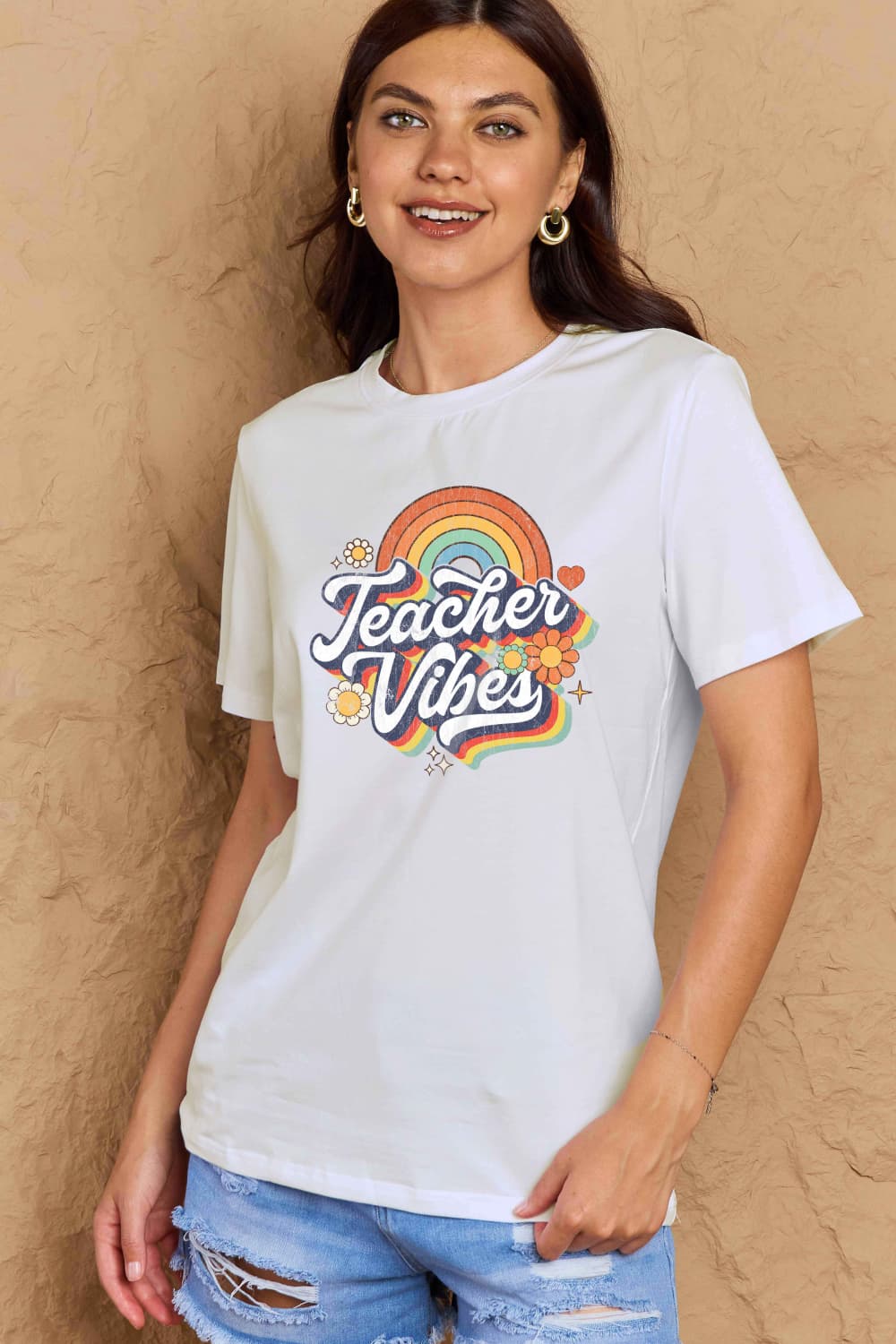 Simply Love TEACHER VIBES Graphic Cotton T-Shirt