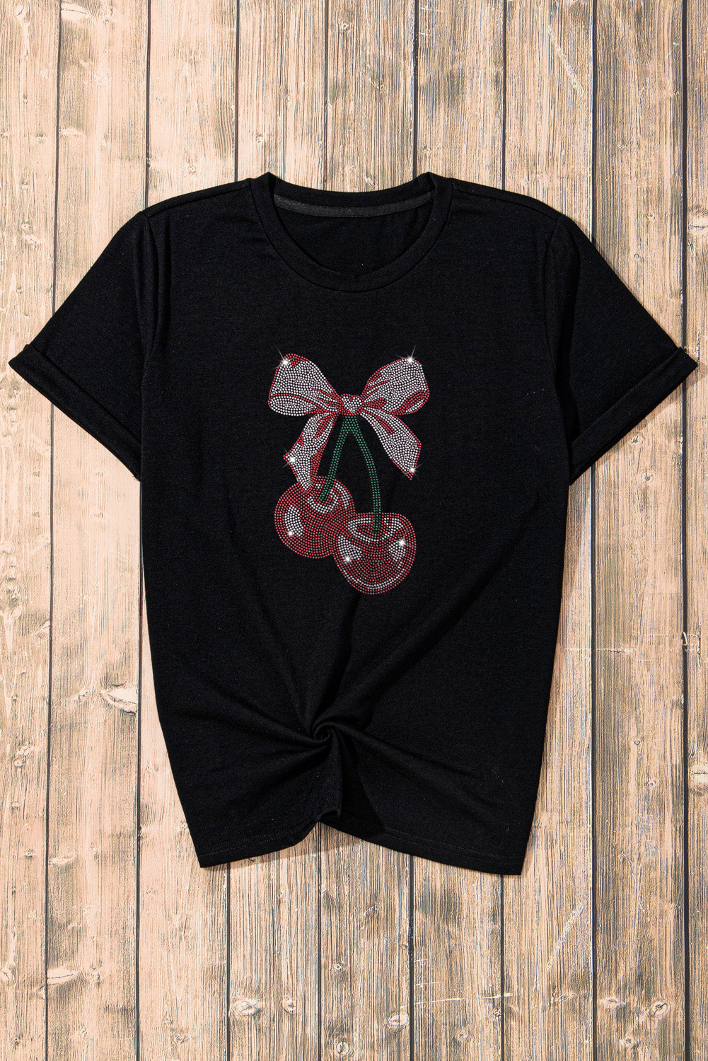 Cherry Graphic Rhinestone T-Shirt