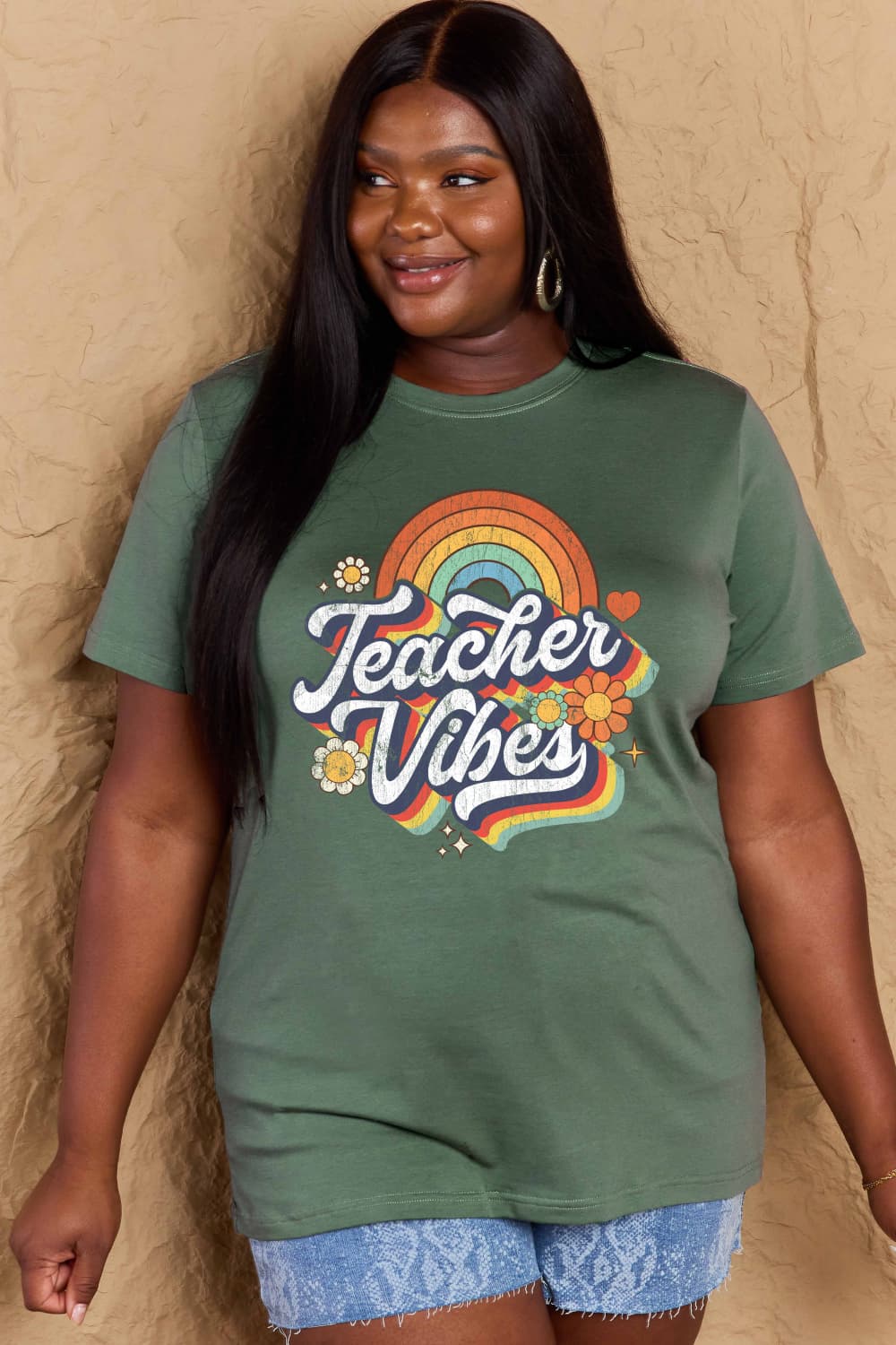 Simply Love TEACHER VIBES Graphic Cotton T-Shirt