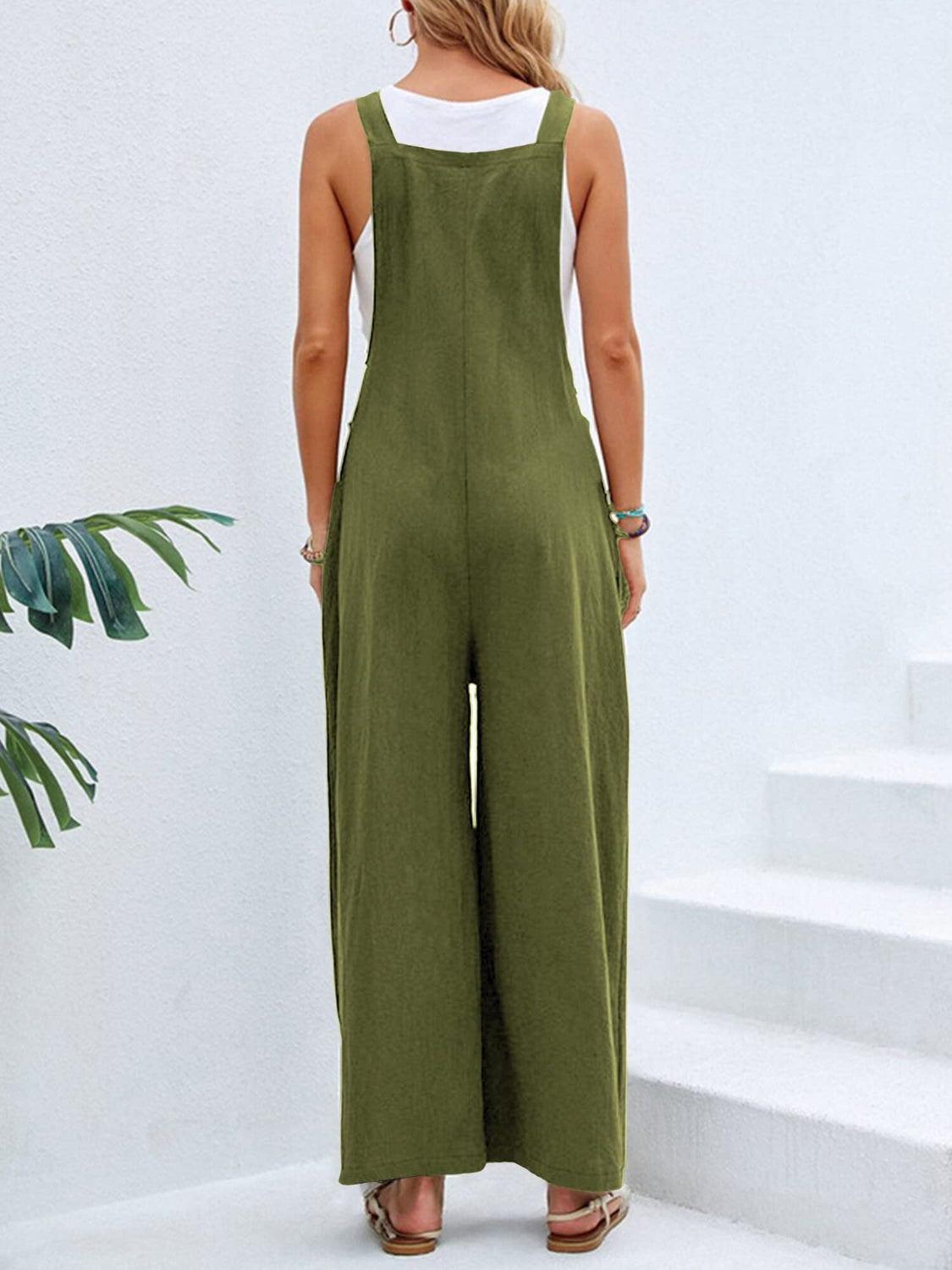 Square Neck Wide Strap Overalls