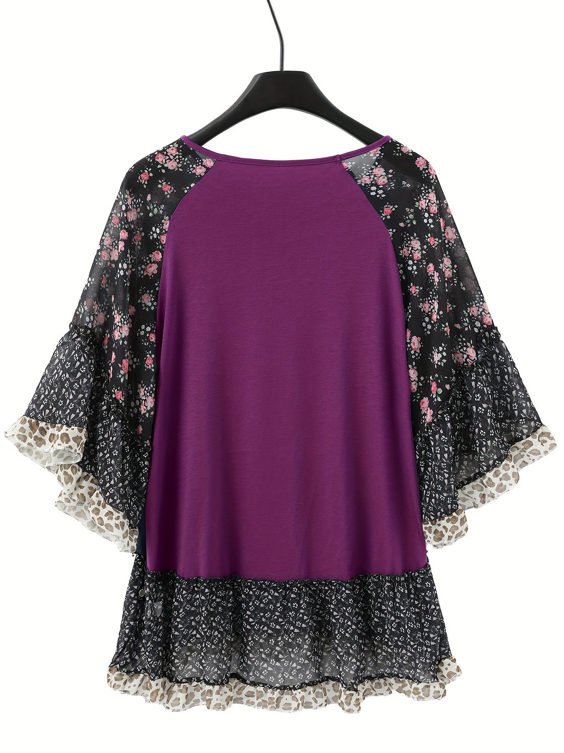 Frill Printed Round Neck Half Sleeve Blouse